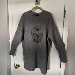 Skull Cashmere Charcoal Knit Pullover, Sz L